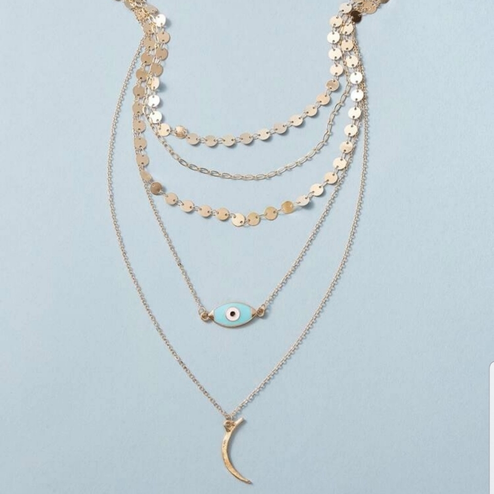 *Dharma* Layered Moon and Eye Necklace - Picture 3 of 3